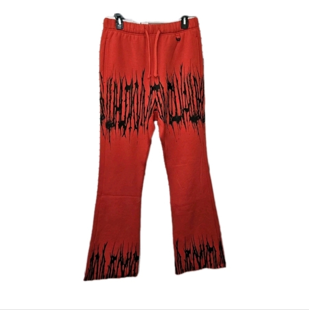 KDNK Red & black flare leg sweatpants Mens Size Medium NEW